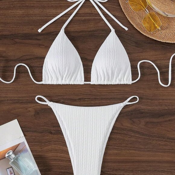 NWT White Halter Bikini Set - X-Large - Picture 3 of 6